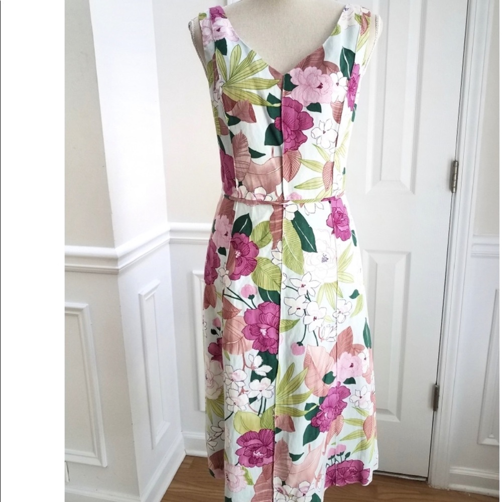 Adrianna Papel Linen Floral A-line Midi Dress